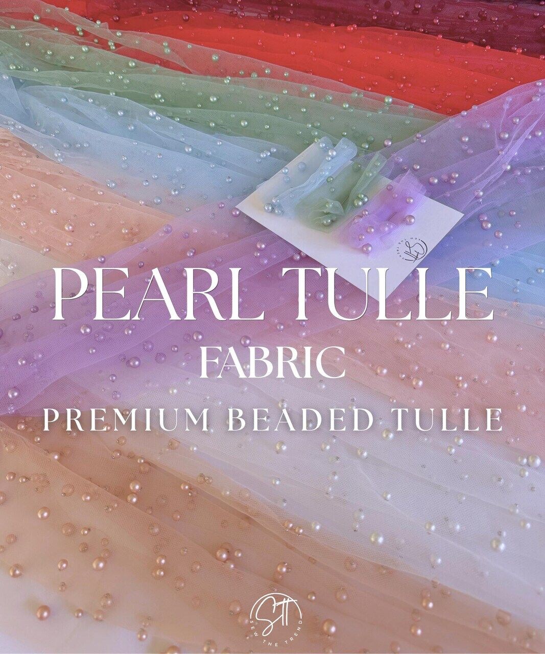 Pearl Tulle Fabric by the Yard, 60" Wide Soft Pearl Scattered Mesh